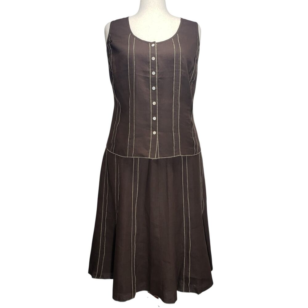 NWT Vintage Kenar 20W Linen Skirt Set Whimsigoth Coastal Plus Espresso 90s